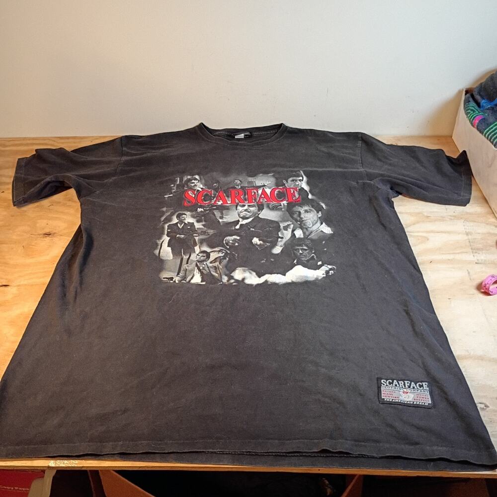 Vintage Y2K Scarface Tony Montana Movie Graphic T-Shirt Mens 3XL Black USA